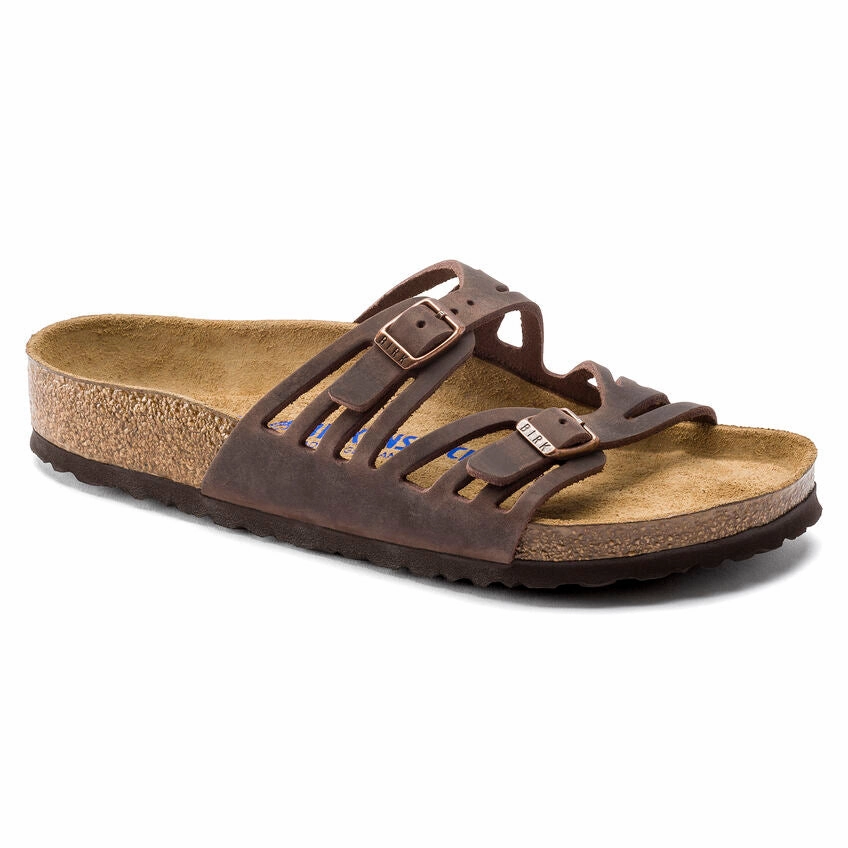 Open Back Foot Hug BIRKENSTOCK GRANADA SOFT FOOTBED SANDAL - HABANA OILED LEATHER