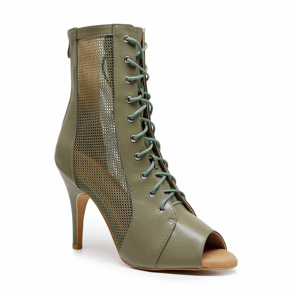 Funky Flair Red Heel Cora - Olive Green Vegan Leather - Street Sole