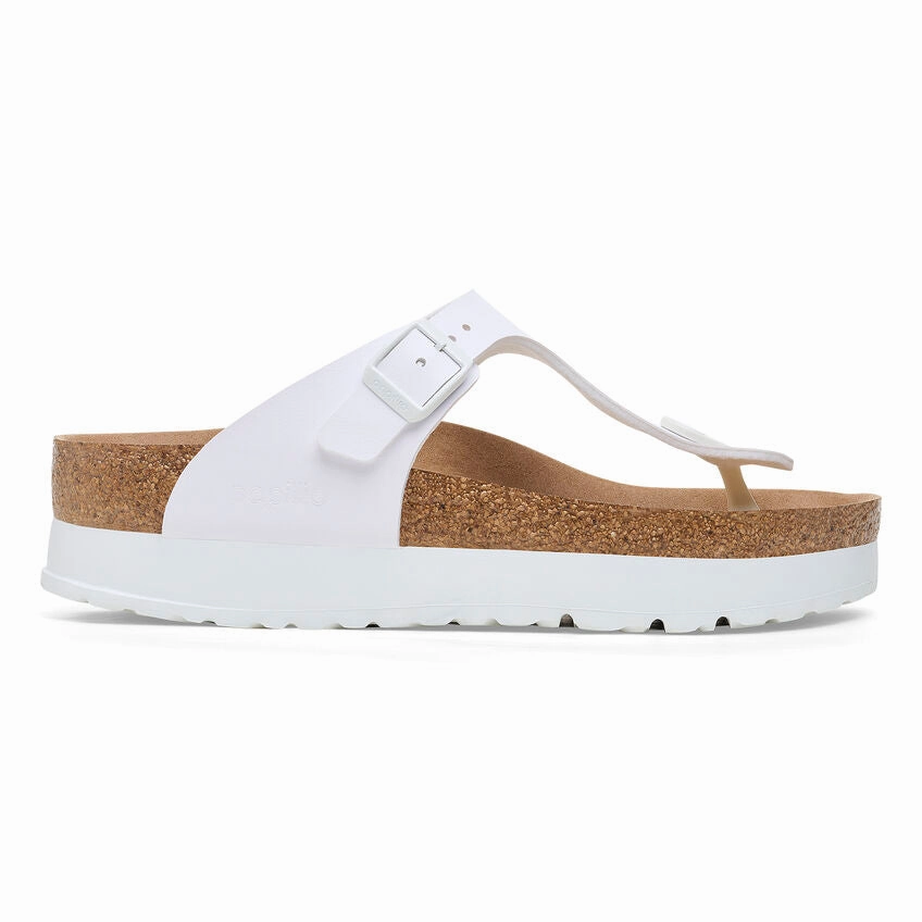 Supportive Travel Shoes. BIRKENSTOCK PLATFORM GIZEH WHITE