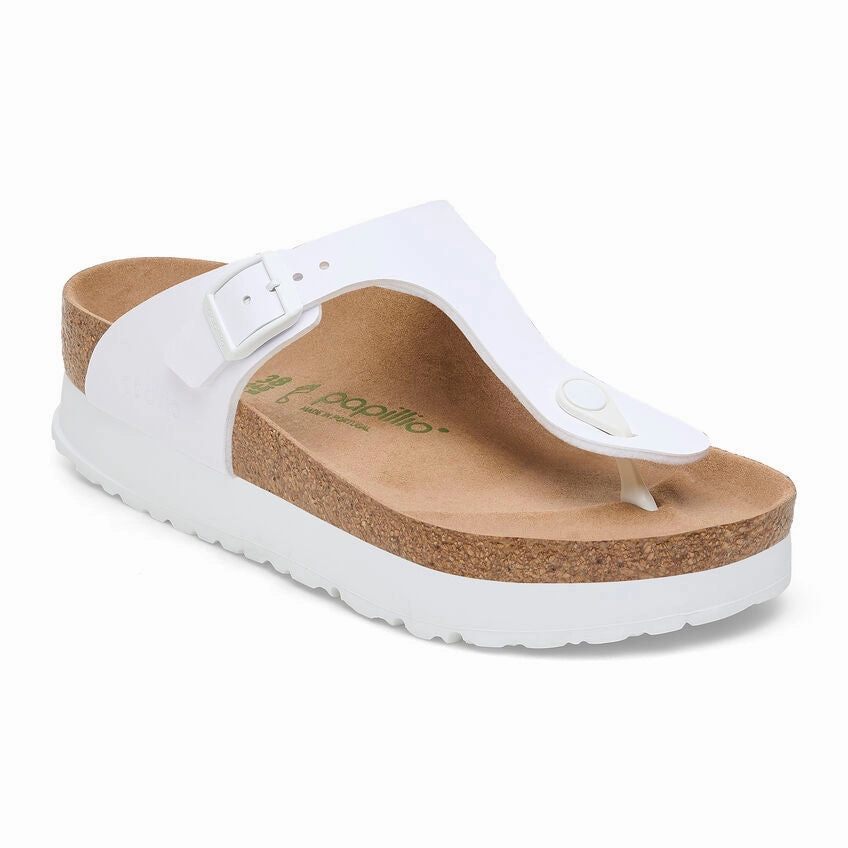 Classic Outdoor Style BIRKENSTOCK PLATFORM GIZEH WHITE