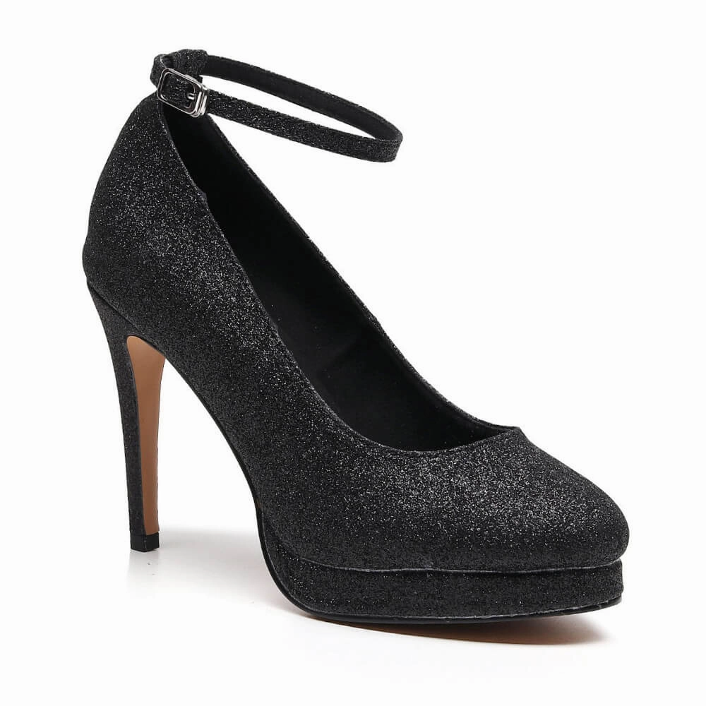 Smooth Spark High Arch Claudine - Black Glitter - Street Sole