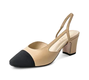 Weekend Mood Daytime Wear Two Tone Block Heel Slingback Sandals