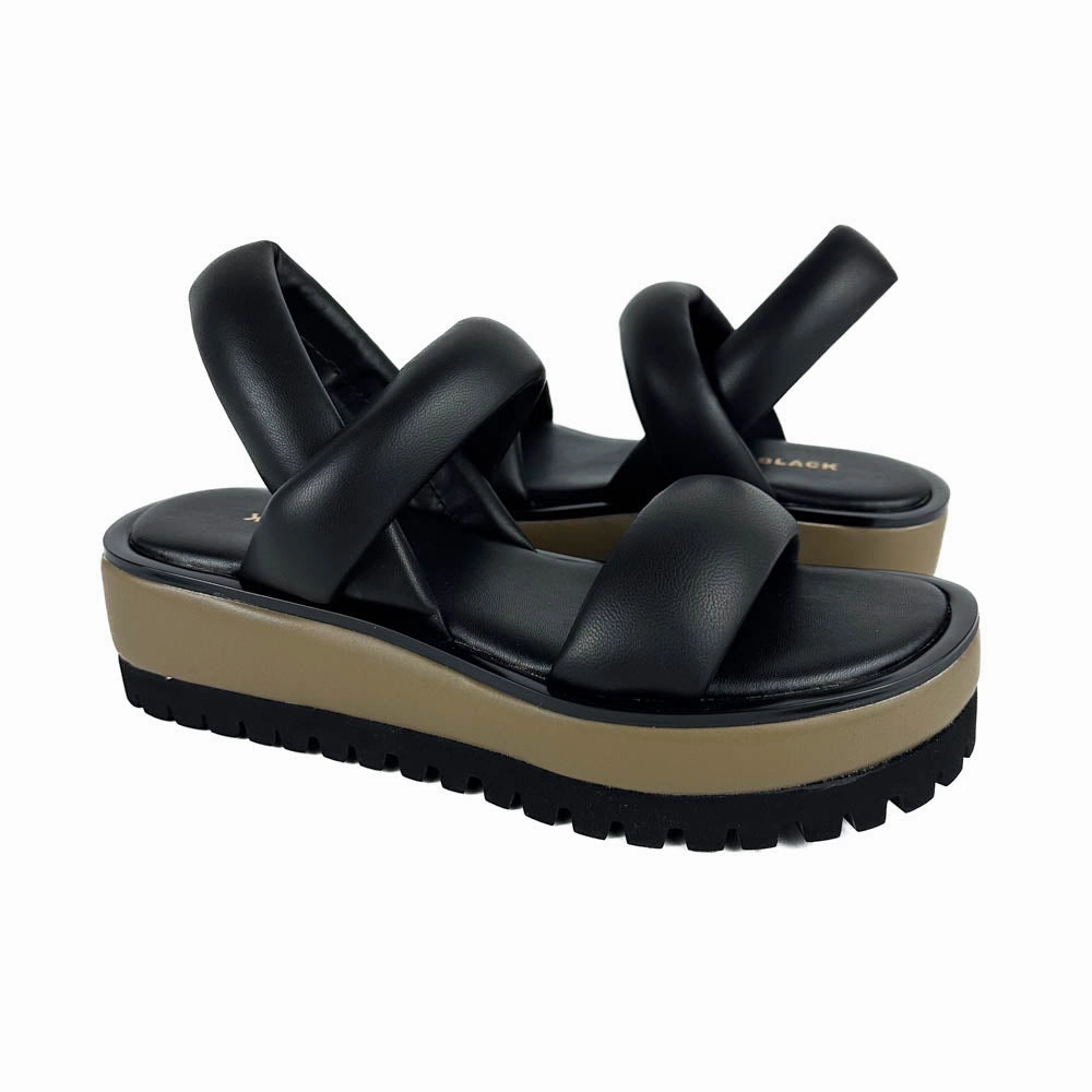 Soft Insole All Black - Banded Sling Sandal (Black/Green)
