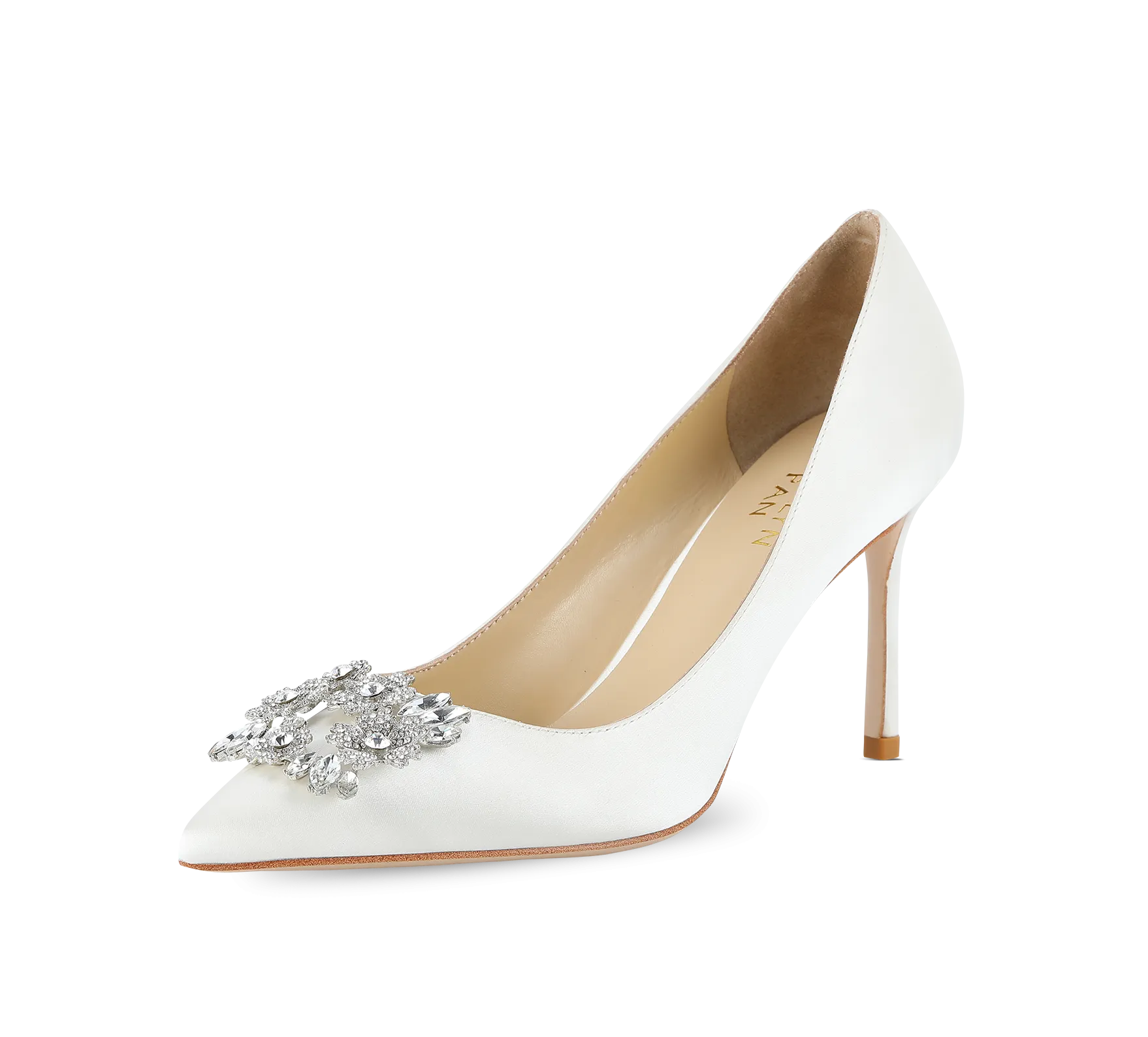 Glamorous Footwear Crystal Buckle Satin Pumps