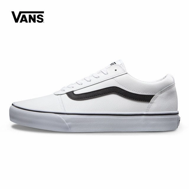 Vans Men's White Active Ward Low-top Skateboarding Shoes Bright tone Moon Tone