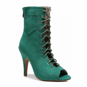 Deja Vu - Green Vegan Suede - Street Sole Decorative High Heels