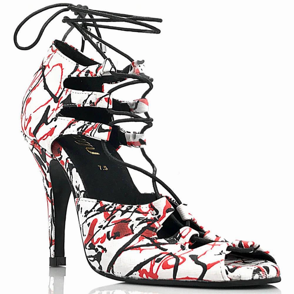 Alemana - Red, Black and White Paint Splash - Street Sole Glamour Vibe Bold Look