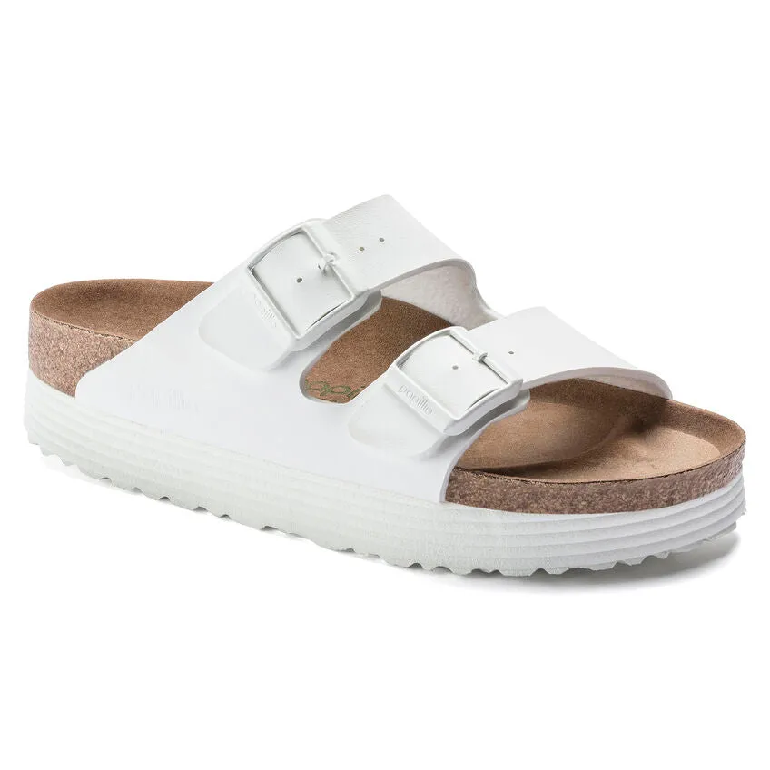 BIRKENSTOCK ARIZONA PLATFORM WHITE Heel Ease Slim Profile