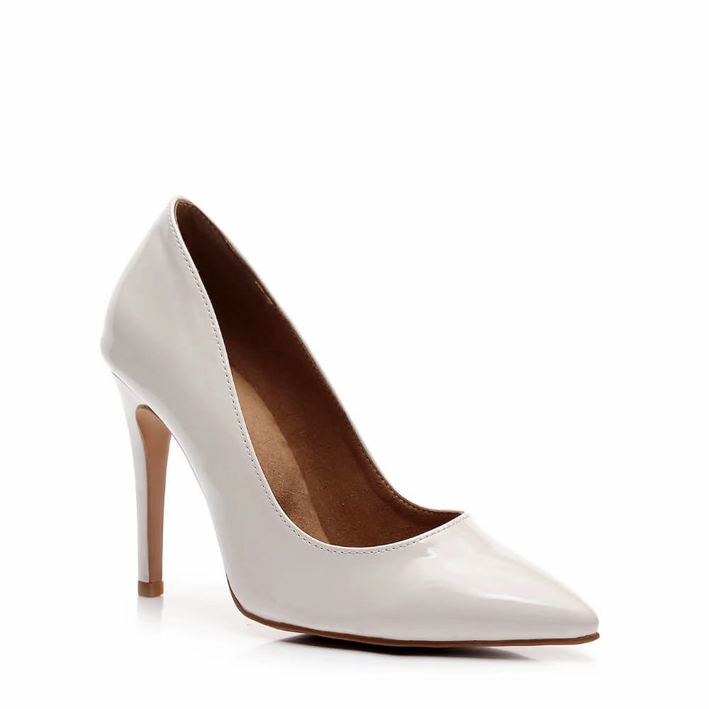 Adira - Ivory Vegan Patent - Street Sole High Heel Pumps