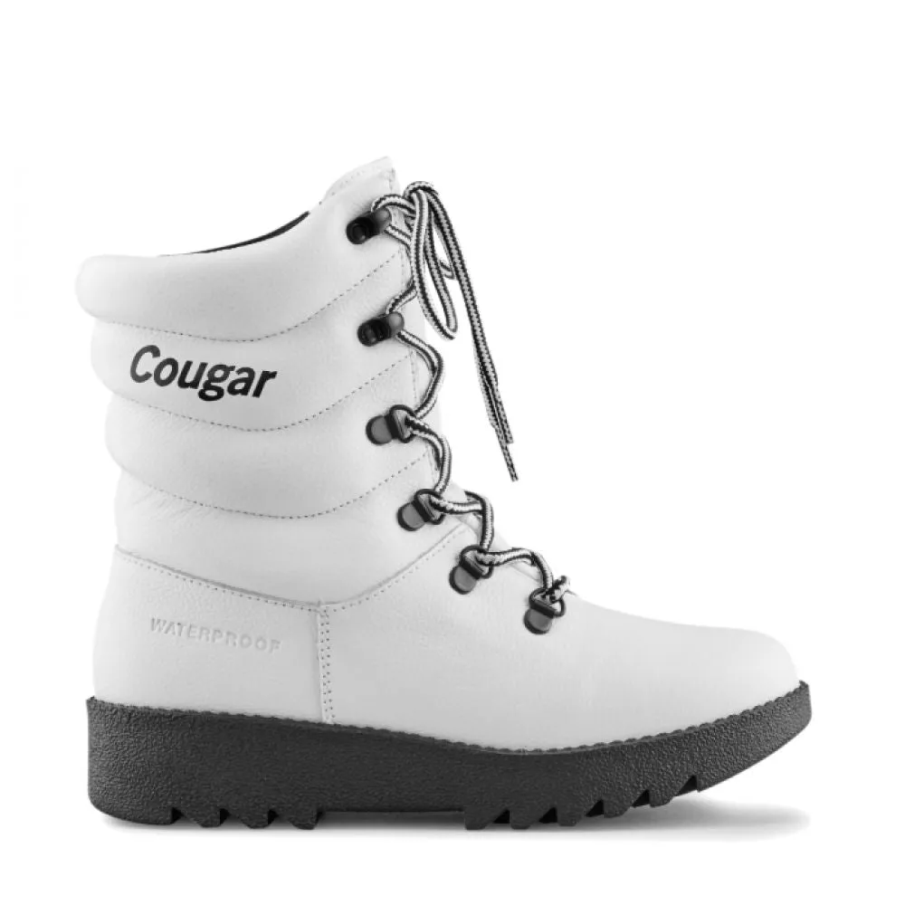 Quick Slip Grippy Outsole Rough Terrain Tough Built Lining Cougar Women's Original Pillow Boot in White