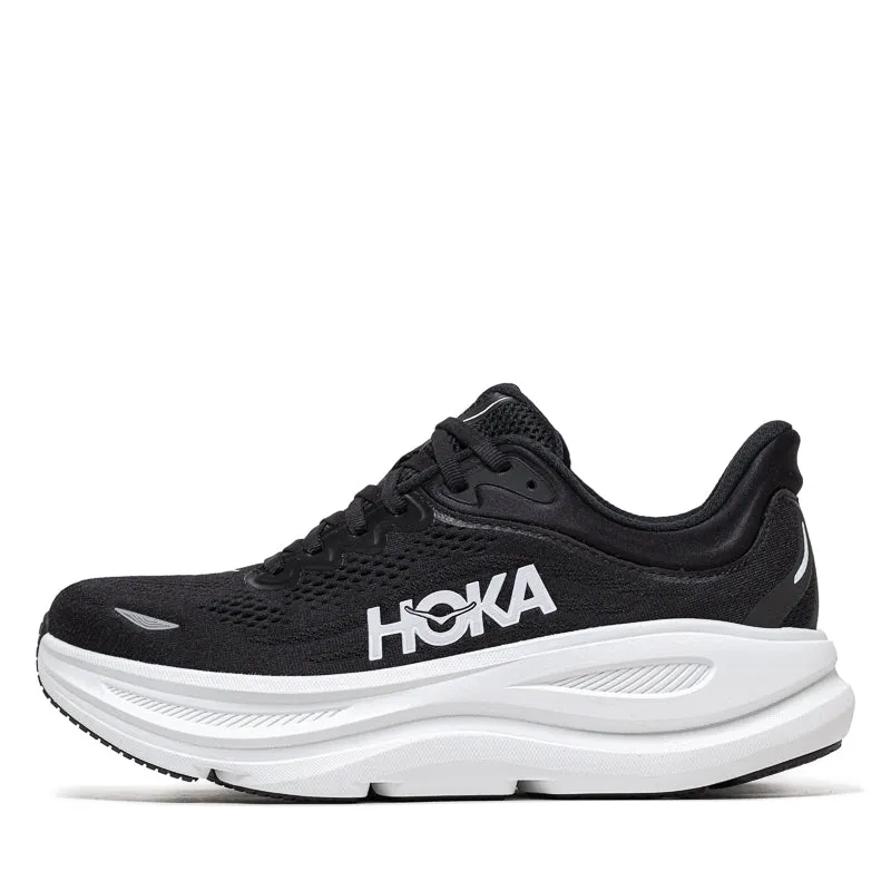 Women's Hoka Bondi 9 - Black/White sports shoes for running Asics Gel-Kayano