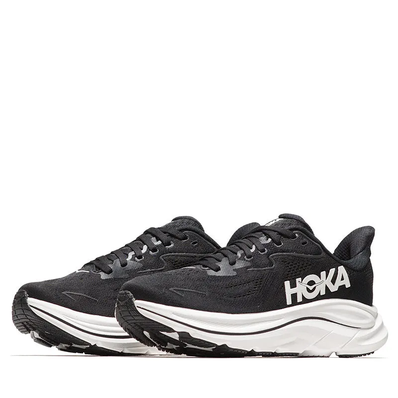 Women's Hoka Clifton 10 - Black/White rough - surface shoes