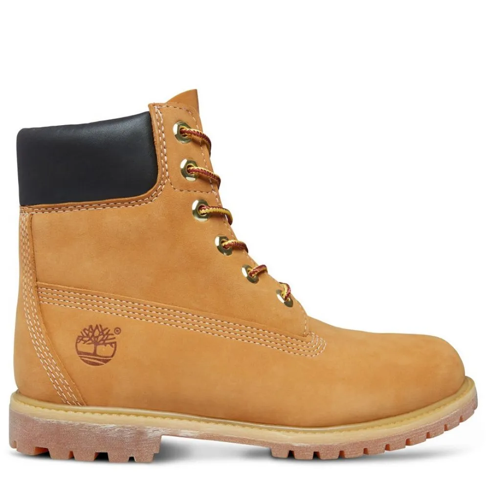 Timberland Women's Icon 6 Inch Premium Waterproof Boot in Wheat Nubuck Wind Resistant Classic Line Secure Hold