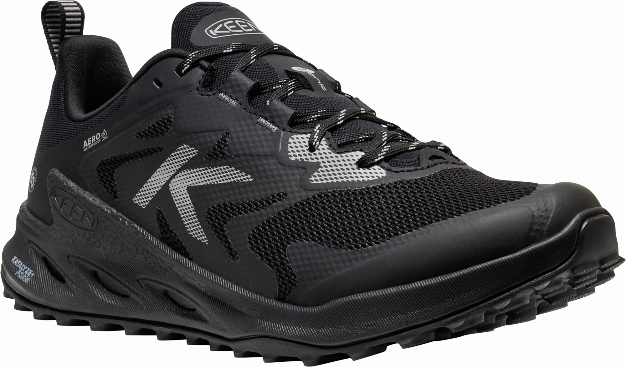 Quarter turn view Men's KEEN Footwear style name Zionic Nxt Waterproof in color TRPL BLACK. Sku: 1031186