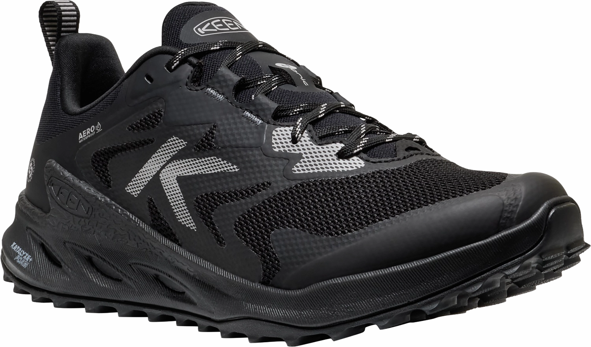 Quarter turn view Men's KEEN Footwear style name Zionic Nxt Waterproof in color TRPL BLACK. Sku: 1031186
