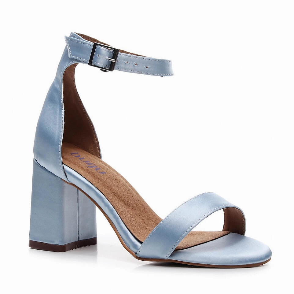 Zoe Block - Light Blue Satin - Street Sole Polished Step