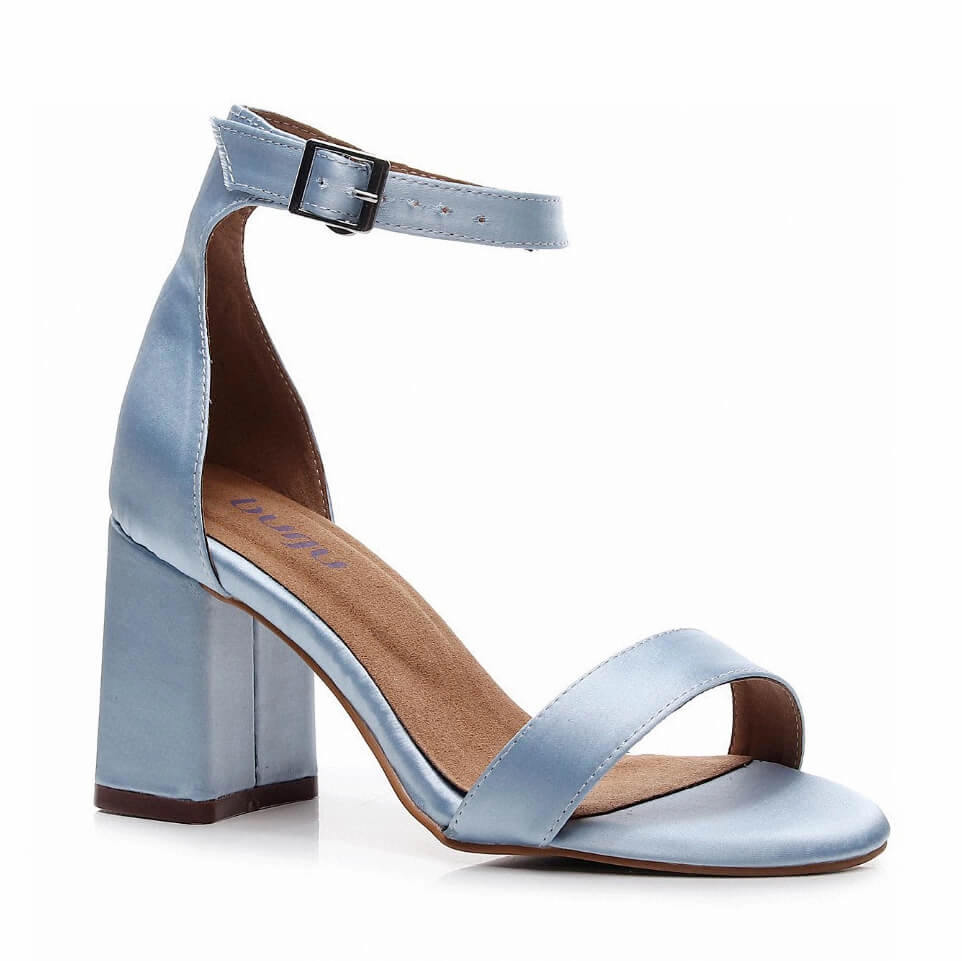Zoe Block - Light Blue Satin - Street Sole Closed Toe