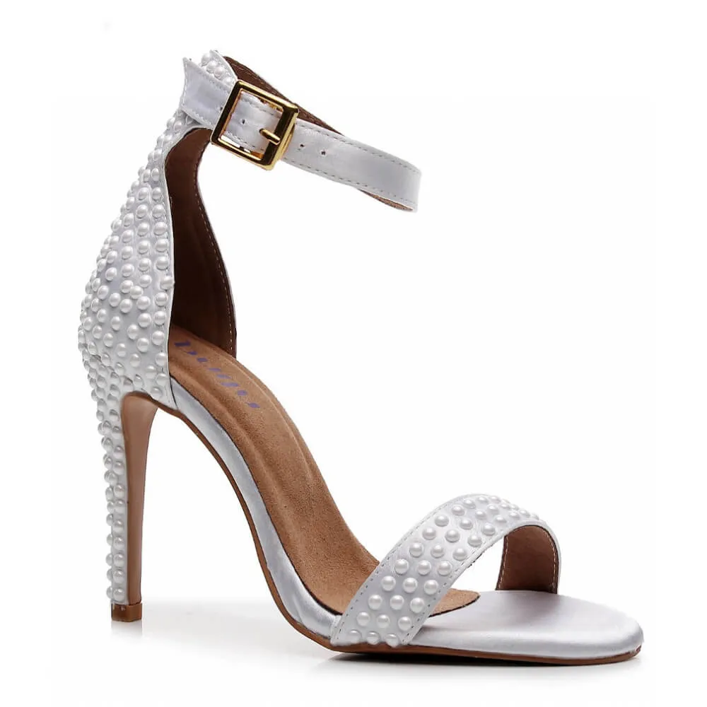 Zuri - White Satin Pearl - Street Sole Minimal Edge All Day Glam